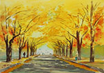 Kinkgo Avenue_painted by Lai Ying-Tse_銀杏大道_賴英澤 繪